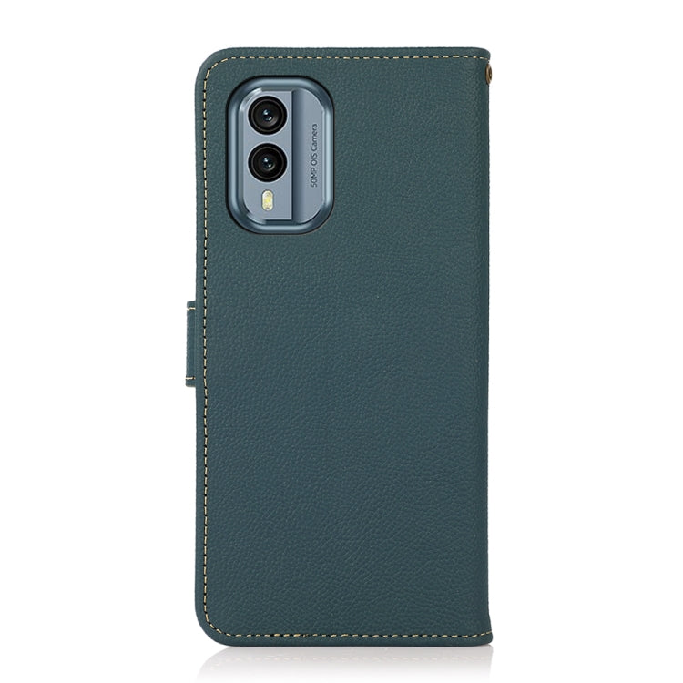 For Nokia X30 5G KHAZNEH Custer Genuine Leather RFID Phone Case(Green) - Nokia Cases by buy2fix | Online Shopping UK | buy2fix
