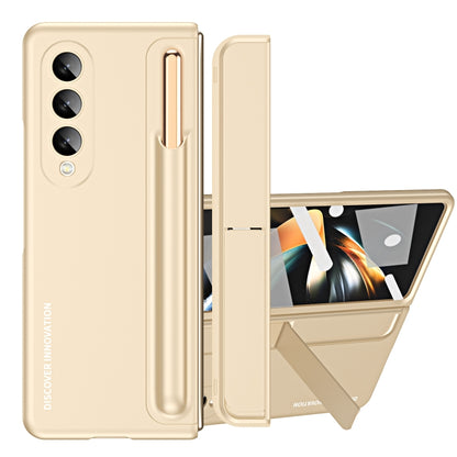 For Samsung Galaxy Z Fold4 2 in 1 Detachable PC Folding Phone Case with Holder & Pen Slot(Beige) - Galaxy Z Fold4 5G Cases by buy2fix | Online Shopping UK | buy2fix