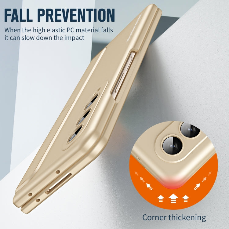 For Samsung Galaxy Z Fold4 2 in 1 Detachable PC Folding Phone Case with Holder & Pen Slot(Beige) - Galaxy Z Fold4 5G Cases by buy2fix | Online Shopping UK | buy2fix