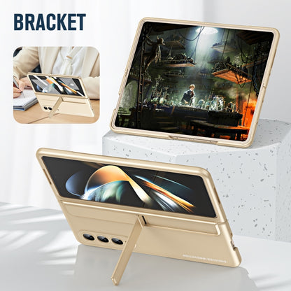 For Samsung Galaxy Z Fold4 2 in 1 Detachable PC Folding Phone Case with Holder & Pen Slot(Beige) - Galaxy Z Fold4 5G Cases by buy2fix | Online Shopping UK | buy2fix