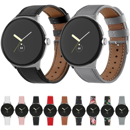 For Google Pixel Watch 1 / 2 / 3 41mm Round Tail Genuine Leather Watch Band(White) - Watch Bands by buy2fix | Online Shopping UK | buy2fix