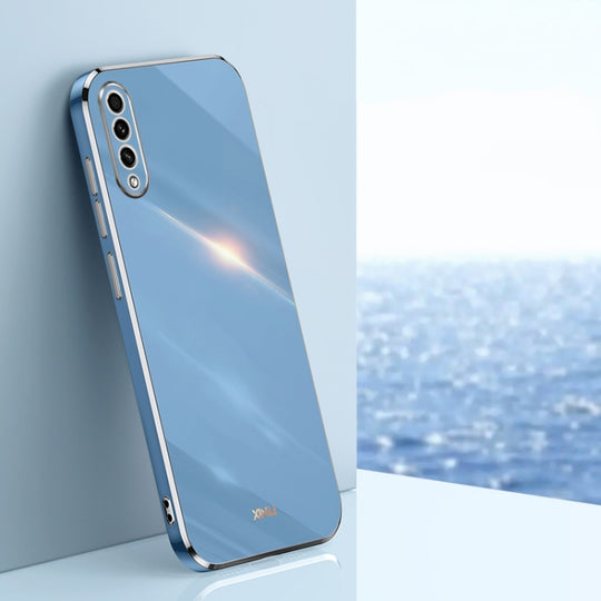 For Samsung Galaxy A50 XINLI Straight Edge 6D Electroplate TPU Phone Case(Celestial Blue)