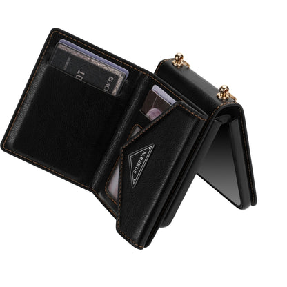 For Samsung Galaxy Z Flip4 N.BEKUS Side Zipper Folding Phone Leather Case(Black) - Galaxy Z Flip4 5G Cases by N.BEKUS | Online Shopping UK | buy2fix