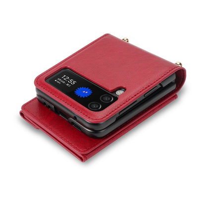 For Samsung Galaxy Z Flip4 N.BEKUS Side Zipper Folding Phone Leather Case(Red) - Galaxy Z Flip4 5G Cases by N.BEKUS | Online Shopping UK | buy2fix