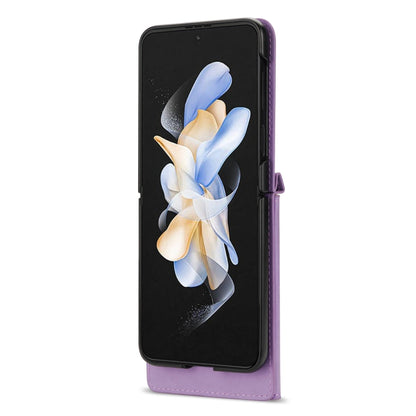 For Samsung Galaxy Z Flip4 N.BEKUS Side Zipper Folding Phone Leather Case(Purple) - Galaxy Z Flip4 5G Cases by N.BEKUS | Online Shopping UK | buy2fix