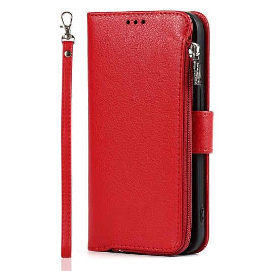 For iPhone 14 Pro Max Microfiber Zipper Leather Phone Case(Red) - iPhone 14 Pro Max Cases by buy2fix | Online Shopping UK | buy2fix