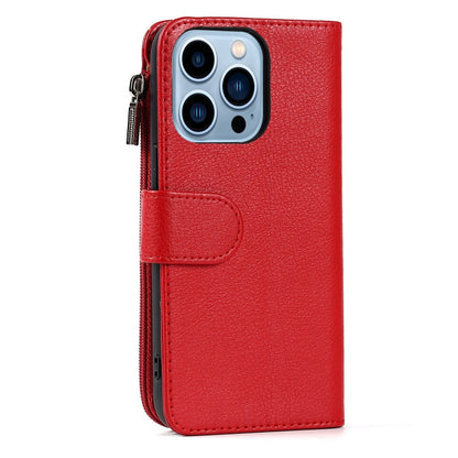 For iPhone 14 Pro Max Microfiber Zipper Leather Phone Case(Red) - iPhone 14 Pro Max Cases by buy2fix | Online Shopping UK | buy2fix