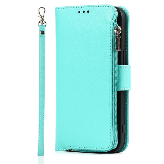 For iPhone 14 Pro Max Microfiber Zipper Leather Phone Case(Mint Green) - iPhone 14 Pro Max Cases by buy2fix | Online Shopping UK | buy2fix