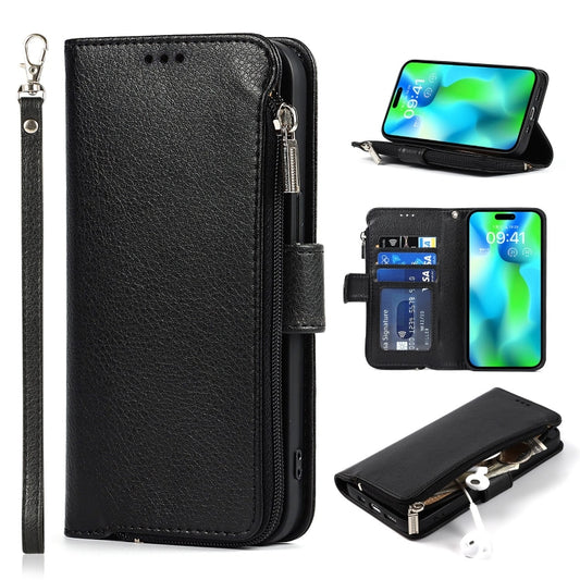 For iPhone 14 Pro Max Microfiber Zipper Leather Phone Case(Black) - iPhone 14 Pro Max Cases by buy2fix | Online Shopping UK | buy2fix