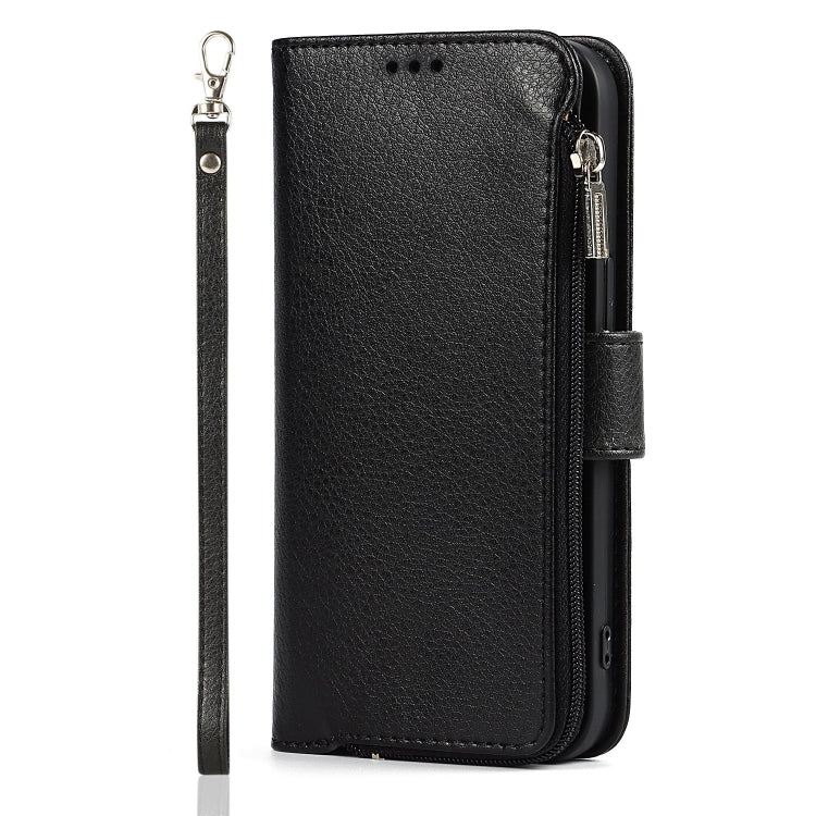 For iPhone 14 Pro Max Microfiber Zipper Leather Phone Case(Black) - iPhone 14 Pro Max Cases by buy2fix | Online Shopping UK | buy2fix
