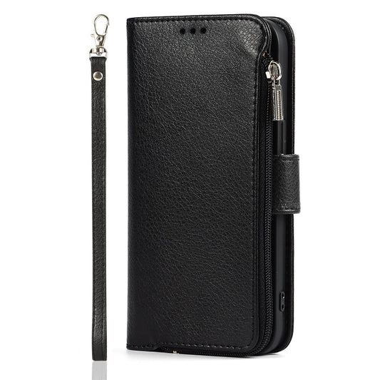 For iPhone 14 Pro Max Microfiber Zipper Leather Phone Case(Black) - iPhone 14 Pro Max Cases by buy2fix | Online Shopping UK | buy2fix
