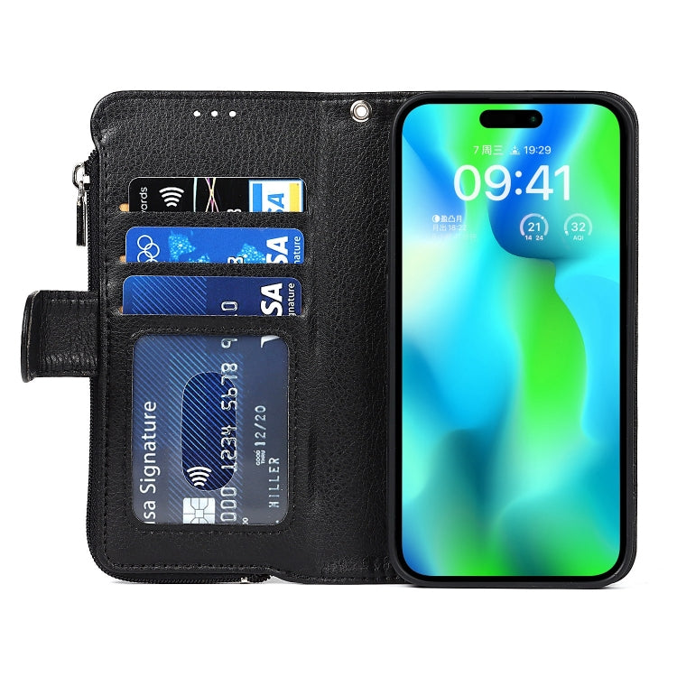 For iPhone 14 Pro Max Microfiber Zipper Leather Phone Case(Black) - iPhone 14 Pro Max Cases by buy2fix | Online Shopping UK | buy2fix