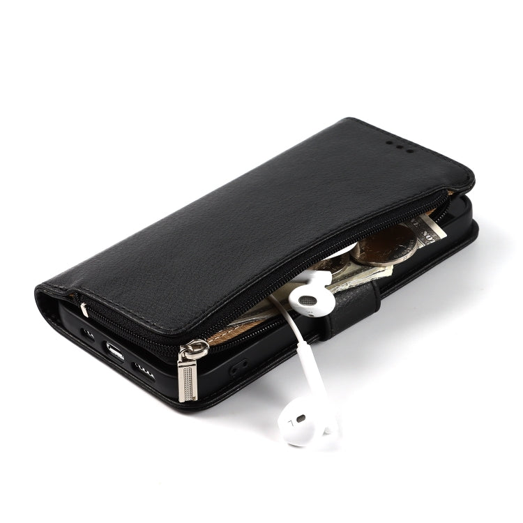 For iPhone 14 Pro Max Microfiber Zipper Leather Phone Case(Black) - iPhone 14 Pro Max Cases by buy2fix | Online Shopping UK | buy2fix