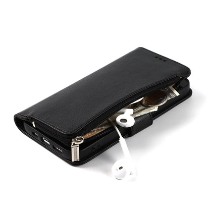 For iPhone 14 Pro Max Microfiber Zipper Leather Phone Case(Black) - iPhone 14 Pro Max Cases by buy2fix | Online Shopping UK | buy2fix