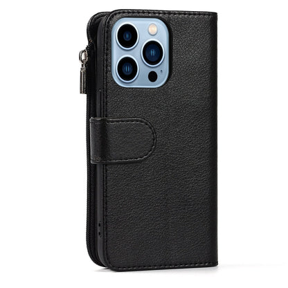 For iPhone 14 Pro Microfiber Zipper Leather Phone Case(Black) - iPhone 14 Pro Cases by buy2fix | Online Shopping UK | buy2fix