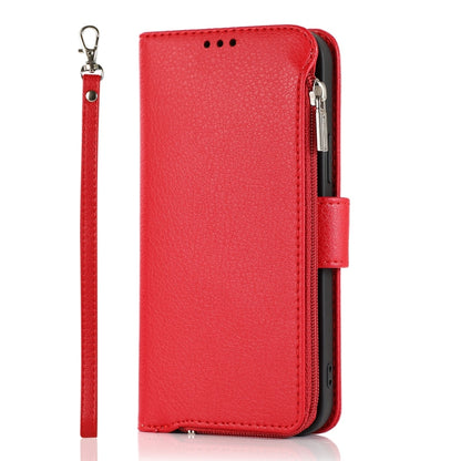 For iPhone 14 Microfiber Zipper Leather Phone Case(Red) - iPhone 14 Cases by buy2fix | Online Shopping UK | buy2fix