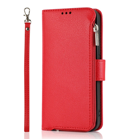 For iPhone 14 Microfiber Zipper Leather Phone Case(Red) - iPhone 14 Cases by buy2fix | Online Shopping UK | buy2fix