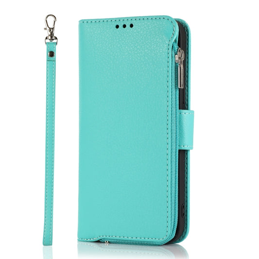 For iPhone 14 Microfiber Zipper Leather Phone Case(Mint Green) - iPhone 14 Cases by buy2fix | Online Shopping UK | buy2fix