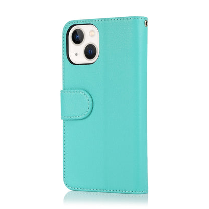 For iPhone 14 Microfiber Zipper Leather Phone Case(Mint Green) - iPhone 14 Cases by buy2fix | Online Shopping UK | buy2fix