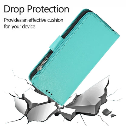 For iPhone 14 Microfiber Zipper Leather Phone Case(Mint Green) - iPhone 14 Cases by buy2fix | Online Shopping UK | buy2fix