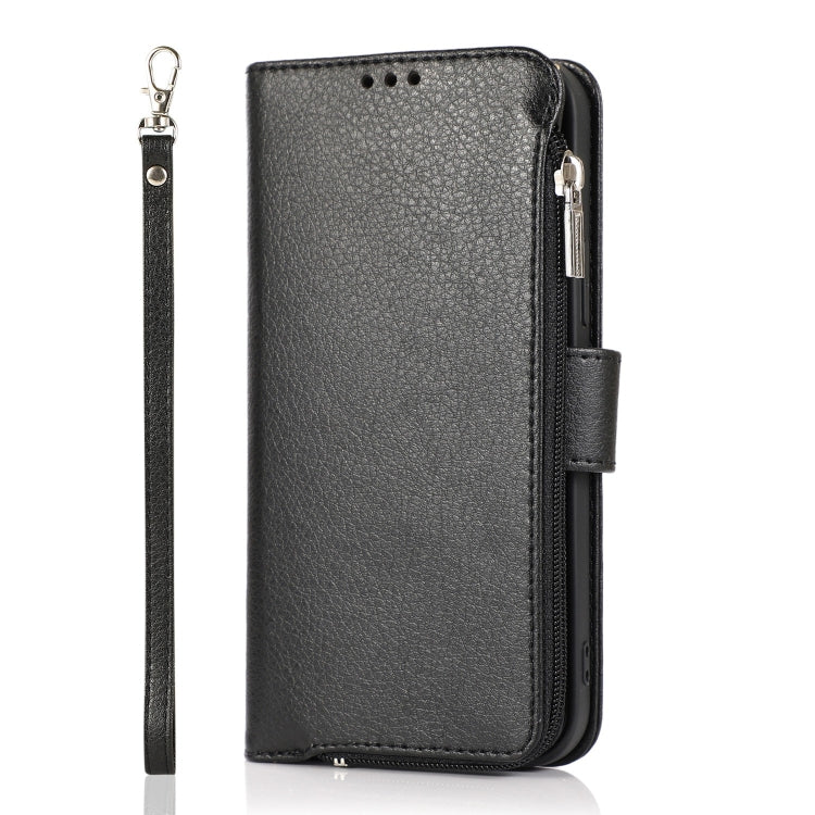For iPhone 14 Microfiber Zipper Leather Phone Case(Black) - iPhone 14 Cases by buy2fix | Online Shopping UK | buy2fix