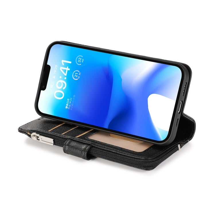 For iPhone 14 Microfiber Zipper Leather Phone Case(Black) - iPhone 14 Cases by buy2fix | Online Shopping UK | buy2fix