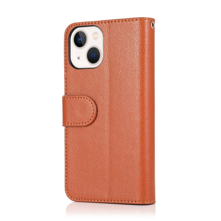 For iPhone 14 Microfiber Zipper Leather Phone Case(Brown) - iPhone 14 Cases by buy2fix | Online Shopping UK | buy2fix