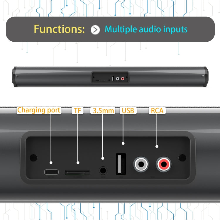 BS-10 Bluetooth 5.0 Speaker TV Soundbar with Remote Control(Black) - Desktop Speaker by buy2fix | Online Shopping UK | buy2fix