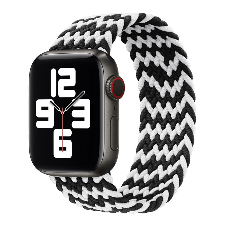 Nylon Single-turn Braided Watch Band For Apple Watch Ultra 49mm&Watch Ultra 2 49mm / Series 9&8&7 45mm / SE 3&SE 2&6&SE&5&4 44mm / 3&2&1 42mm, Length:135mm(W Black White) by buy2fix