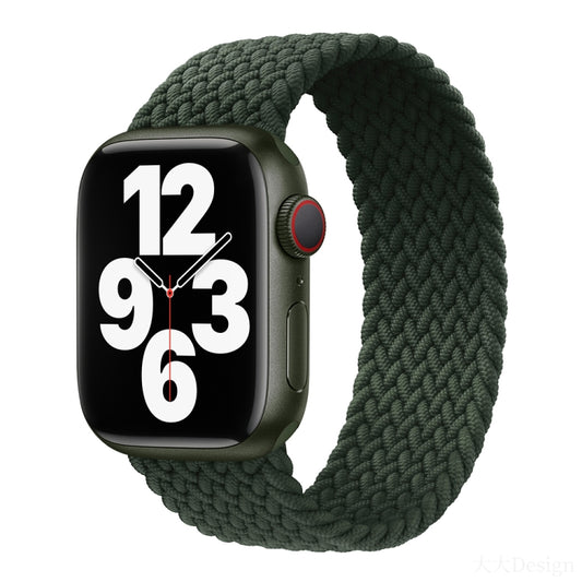 Nylon Single-turn Braided Watch Band For Apple Watch Ultra 49mm / Series 8&7 45mm / SE 2&6&SE&5&4 44mm / 3&2&1 42mm, Length:135mm(Fir Green) by buy2fix