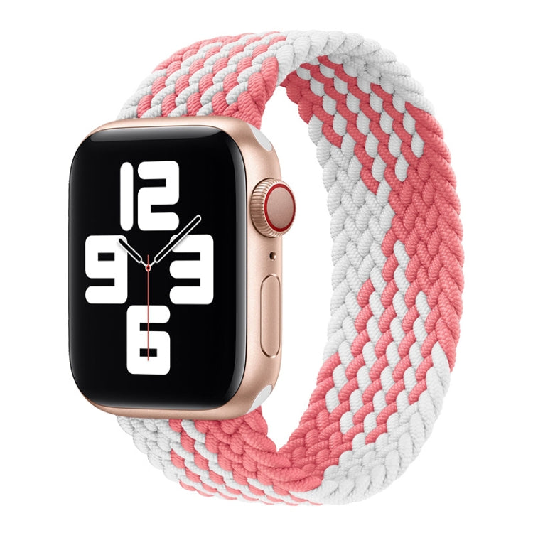 Nylon Single-turn Braided Watch Band For Apple Watch Ultra 49mm&Watch Ultra 2 49mm / Series 9&8&7 45mm / SE 3&SE 2&6&SE&5&4 44mm / 3&2&1 42mm, Length:135mm(Z Pink White) by buy2fix