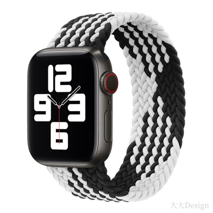 Nylon Single-turn Braided Watch Band For Apple Watch Ultra 49mm / Series 8&7 45mm / SE 2&6&SE&5&4 44mm / 3&2&1 42mm, Length:135mm(Z Black White) by buy2fix