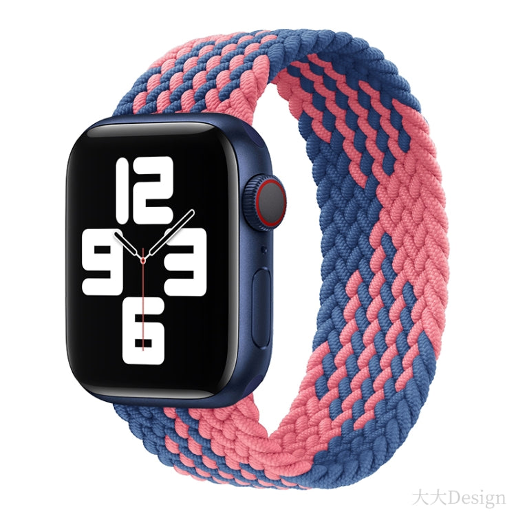 Nylon Single-turn Braided Watch Band For Apple Watch Ultra 49mm&Watch Ultra 2 49mm / Series 9&8&7 45mm / SE 3&SE 2&6&SE&5&4 44mm / 3&2&1 42mm, Length:135mm(Z Blue Pink) by buy2fix