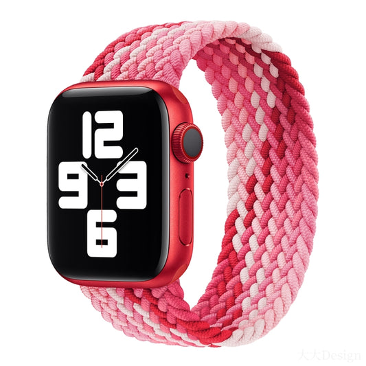 Nylon Single-turn Braided Watch Band For Apple Watch Ultra 49mm&Watch Ultra 2 49mm / Series 9&8&7 45mm / SE 3&SE 2&6&SE&5&4 44mm / 3&2&1 42mm, Length:135mm(Strawberry Red) by buy2fix