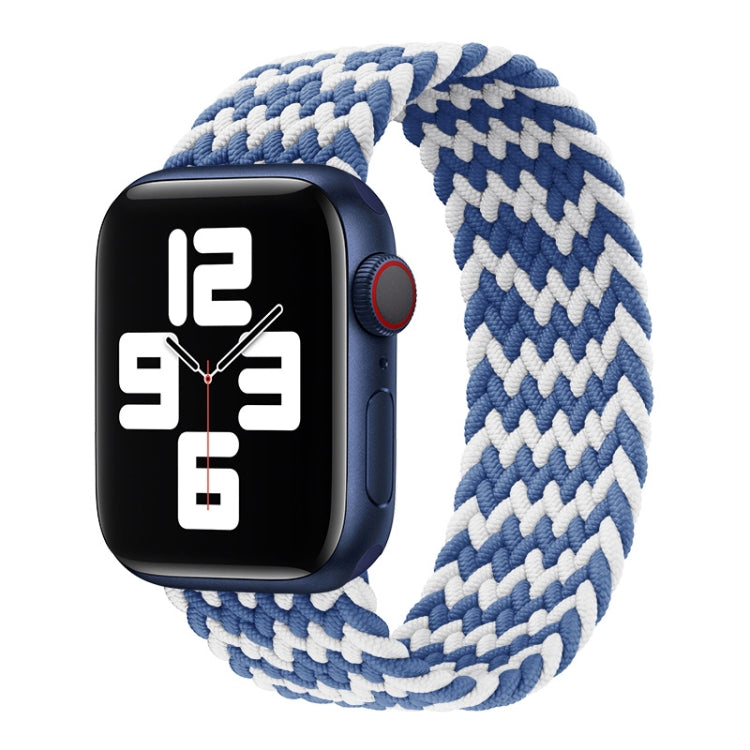 Nylon Single-turn Braided Watch Band For Apple Watch Ultra 49mm / Series 8&7 45mm / SE 2&6&SE&5&4 44mm / 3&2&1 42mm, Length:135mm(W Blue White) by buy2fix