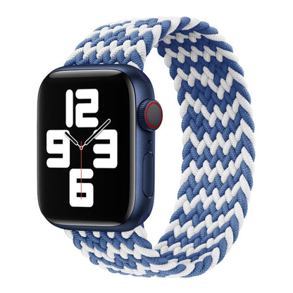 Nylon Single-turn Braided Watch Band For Apple Watch Ultra 49mm / Series 8&7 45mm / SE 2&6&SE&5&4 44mm / 3&2&1 42mm, Length:135mm(W Blue White) by buy2fix