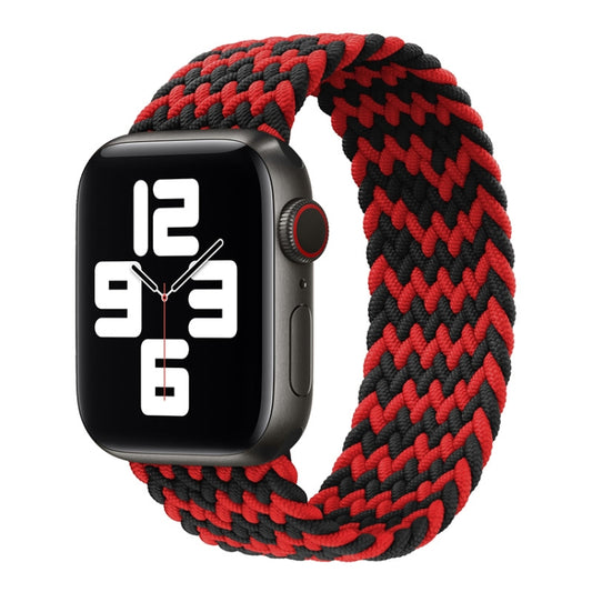 Nylon Single-turn Braided Watch Band For Apple Watch Ultra 49mm&Watch Ultra 2 49mm / Series 9&8&7 45mm / SE 3&SE 2&6&SE&5&4 44mm / 3&2&1 42mm, Length:145mm(W Black Red) by buy2fix