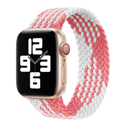Nylon Single-turn Braided Watch Band For Apple Watch Ultra 49mm&Watch Ultra 2 49mm / Series 9&8&7 45mm / SE 3&SE 2&6&SE&5&4 44mm / 3&2&1 42mm, Length:145mm(Z Pink White) by buy2fix