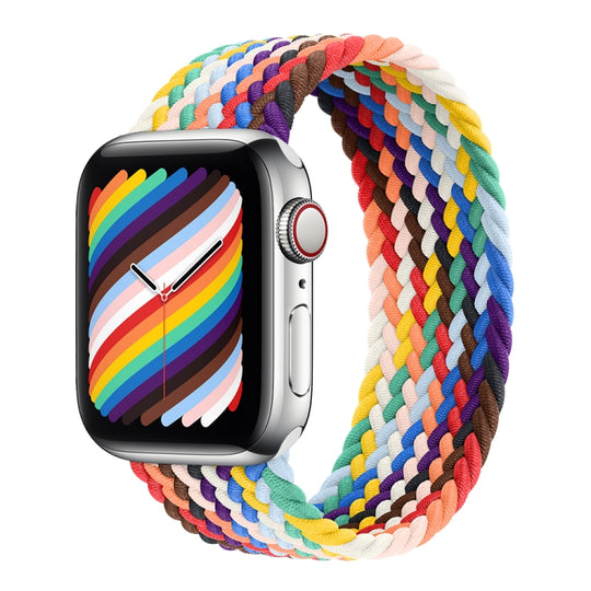 Nylon Single-turn Braided Watch Band For Apple Watch Ultra 49mm&Watch Ultra 2 49mm / Series 9&8&7 45mm / SE 3&SE 2&6&SE&5&4 44mm / 3&2&1 42mm, Length:145mm (Rainbow)