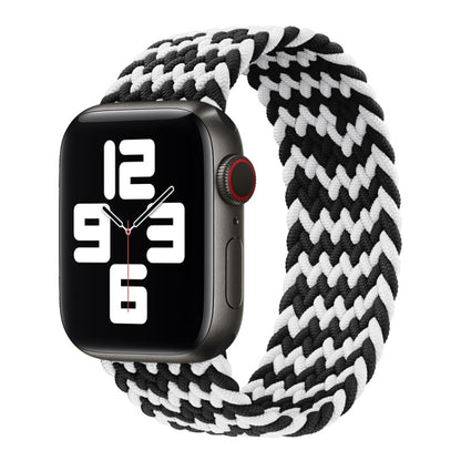 Nylon Single-turn Braided Watch Band For Apple Watch Ultra 49mm / Series 8&7 45mm / SE 2&6&SE&5&4 44mm / 3&2&1 42mm, Length:155mm(W Black White) by buy2fix