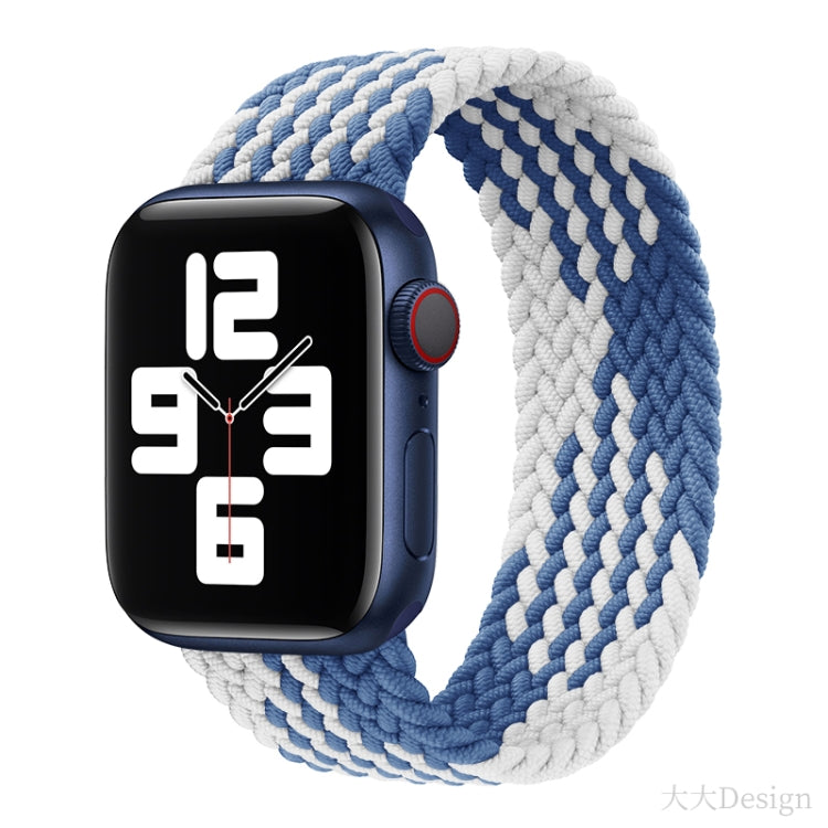Nylon Single-turn Braided Watch Band For Apple Watch Ultra 49mm / Series 8&7 45mm / SE 2&6&SE&5&4 44mm / 3&2&1 42mm, Length:155mm(Z Blue White) by buy2fix