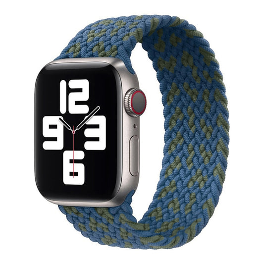 Nylon Single-turn Braided Watch Band For Apple Watch Ultra 49mm / Series 8&7 45mm / SE 2&6&SE&5&4 44mm / 3&2&1 42mm, Length:155mm(Blue Green) by buy2fix