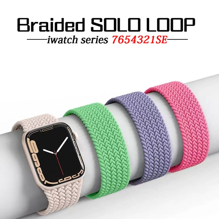Nylon Single-turn Braided Watch Band For Apple Watch Ultra 49mm / Series 8&7 45mm / SE 2&6&SE&5&4 44mm / 3&2&1 42mm, Length:155mm(Bright Green) by buy2fix