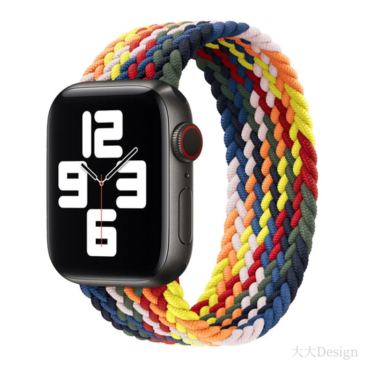 Nylon Single-turn Braided Watch Band For Apple Watch Ultra 49mm / Series 8&7 45mm / SE 2&6&SE&5&4 44mm / 3&2&1 42mm, Length:165mm(Colorful) by buy2fix