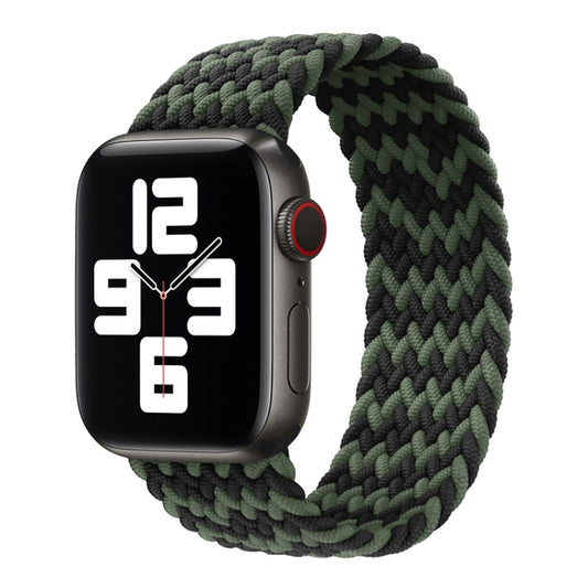 Nylon Single-turn Braided Watch Band For Apple Watch Ultra 49mm&Watch Ultra 2 49mm / Series 9&8&7 45mm / SE 3&SE 2&6&SE&5&4 44mm / 3&2&1 42mm, Length:165mm(W Black Green) by buy2fix