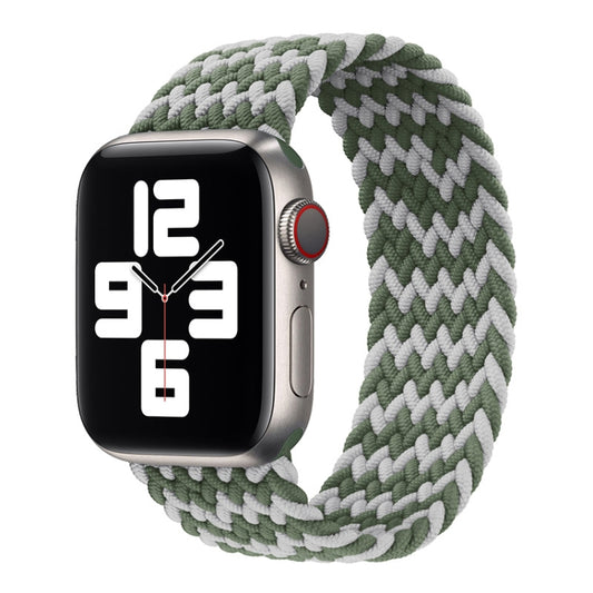 Nylon Single-turn Braided Watch Band For Apple Watch Ultra 49mm&Watch Ultra 2 49mm / Series 9&8&7 45mm / SE 3&SE 2&6&SE&5&4 44mm / 3&2&1 42mm, Length:165mm(W Green Grey) by buy2fix