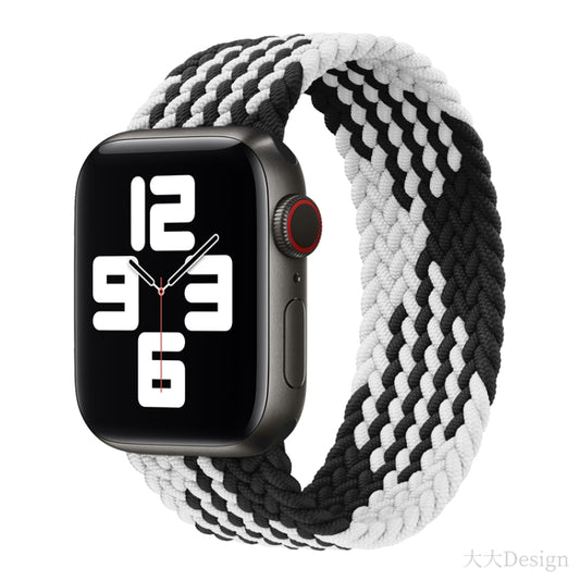 Nylon Single-turn Braided Watch Band For Apple Watch Ultra 49mm&Watch Ultra 2 49mm / Series 9&8&7 45mm / SE 3&SE 2&6&SE&5&4 44mm / 3&2&1 42mm, Length:165mm(Z Black White) by buy2fix