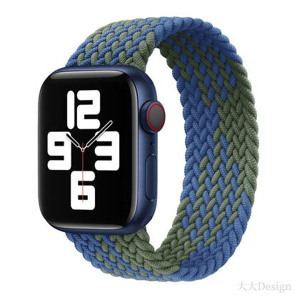 Nylon Single-turn Braided Watch Band For Apple Watch Ultra 49mm&Watch Ultra 2 49mm / Series 9&8&7 45mm / SE 3&SE 2&6&SE&5&4 44mm / 3&2&1 42mm, Length:165mm(Z Blue Green) by buy2fix