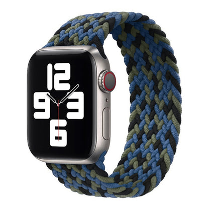 Nylon Single-turn Braided Watch Band For Apple Watch Ultra 49mm&Watch Ultra 2 49mm / Series 9&8&7 45mm / SE 3&SE 2&6&SE&5&4 44mm / 3&2&1 42mm, Length:165mm(Blue Camouflage) by buy2fix