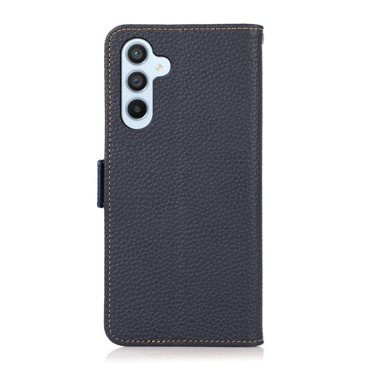 For Samsung Galaxy A54 5G KHAZNEH Side-Magnetic Litchi Genuine Leather RFID Phone Case(Blue) - Galaxy Phone Cases by buy2fix | Online Shopping UK | buy2fix
